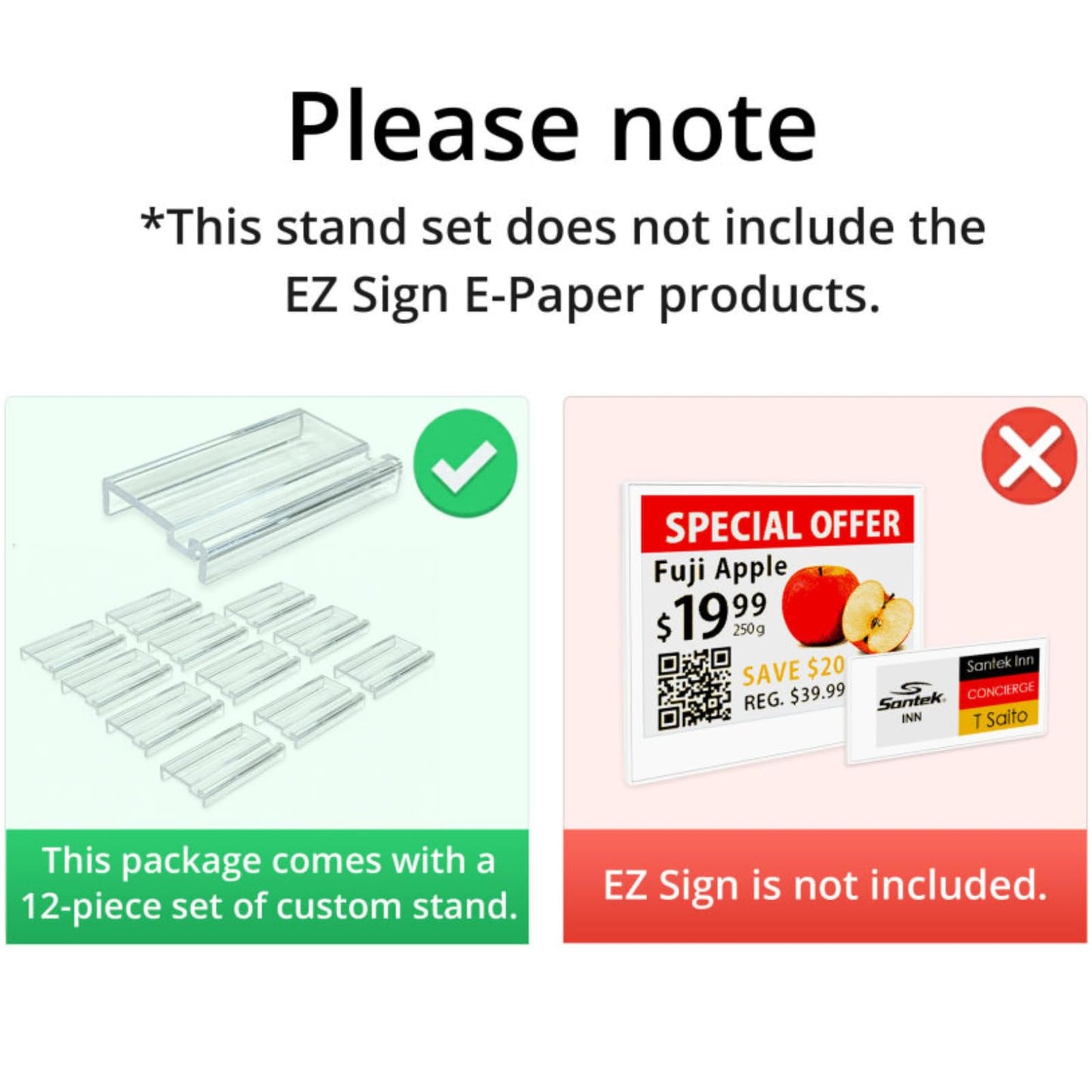 Santek EZ Sign NFC E-Paper Accessories, Acrylic Stand 12pcs set
