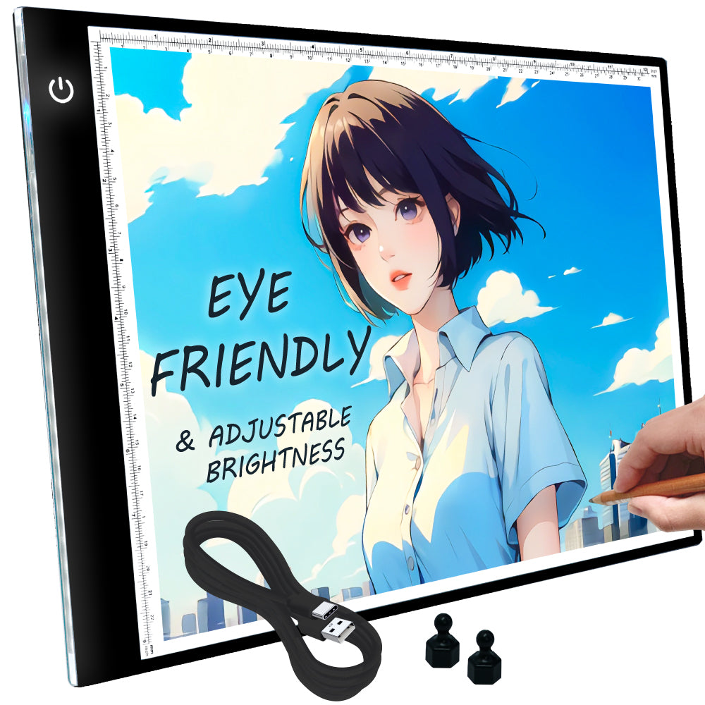LED Light Tracer Board, Eye Friendly Light Box with USB-C Cable & 2 Magnets (A4/A3)
