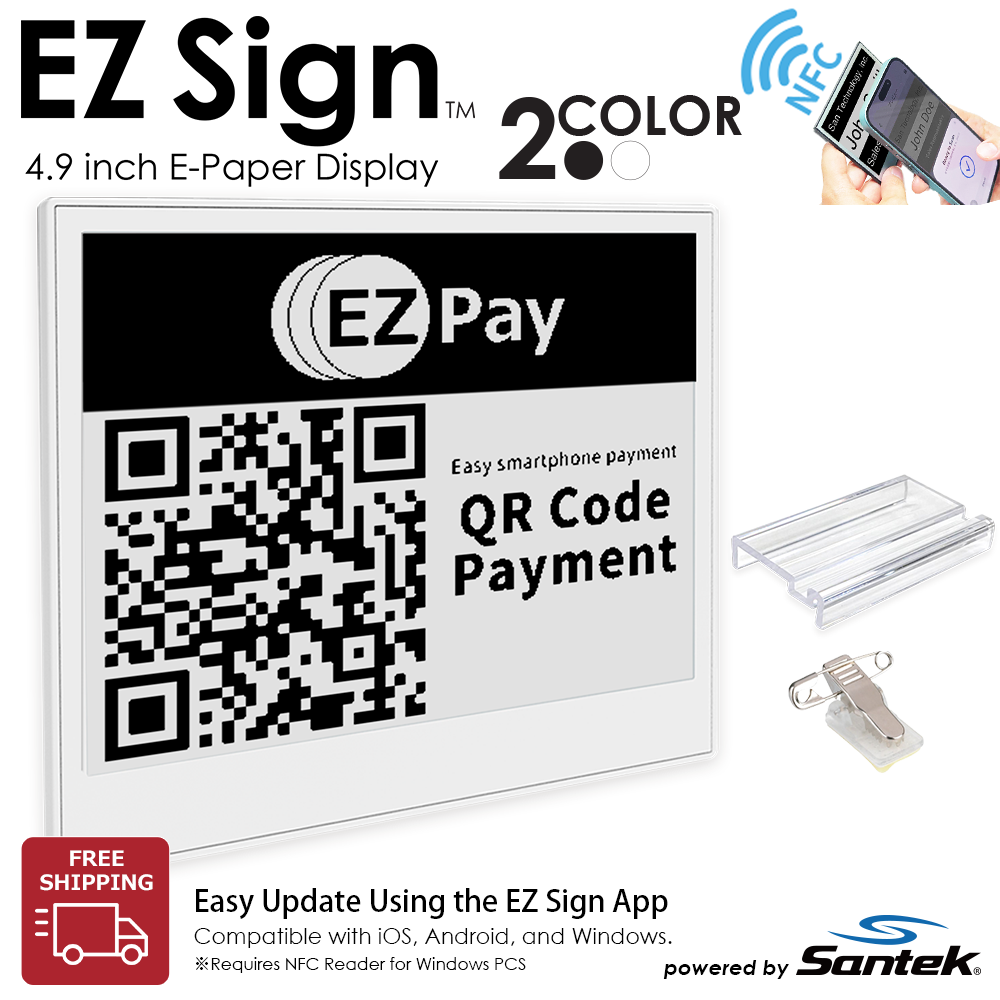 Santek EZ Sign® NFC E-Paper Display | 2-Color Display | 2.9" & 4.2" | IP65 Rated | No Battery Required