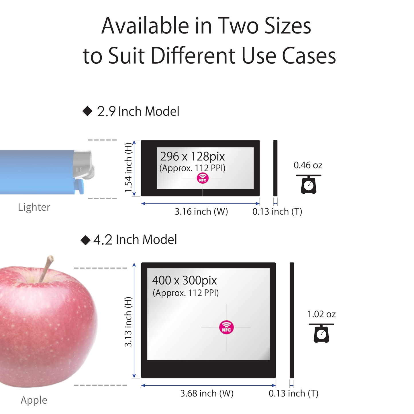 Santek EZ Sign® NFC E-Paper Display | 2-Color Display | 2.9" & 4.2" | IP65 Rated | No Battery Required