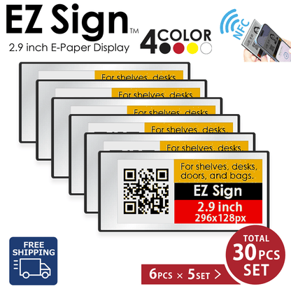Santek EZ Sign® NFC E-Paper Display | 4-Color Display | 2.13" & 2.9" & 4.2" | IP65 Rated | No Battery Required