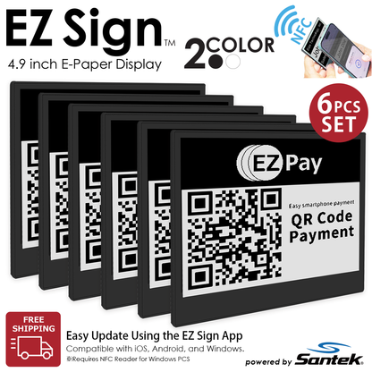 Santek EZ Sign® NFC E-Paper Display | 2-Color Display | 2.9" & 4.2" | IP65 Rated | No Battery Required
