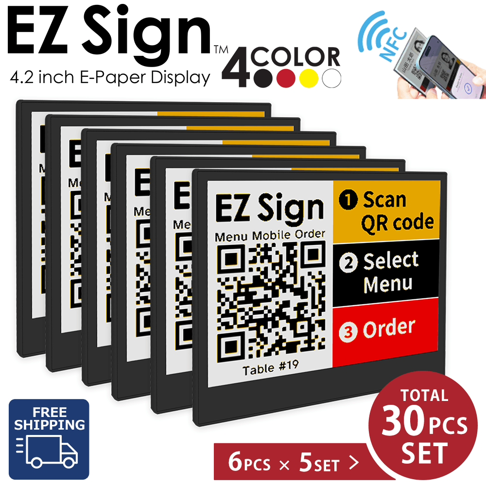 Santek EZ Sign® NFC E-Paper Display | 4-Color Display | 2.13" & 2.9" & 4.2" | IP65 Rated | No Battery Required