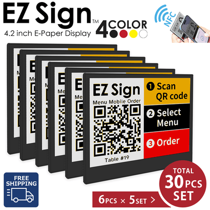 Santek EZ Sign® NFC E-Paper Display | 4-Color Display | 2.13" & 2.9" & 4.2" | IP65 Rated | No Battery Required