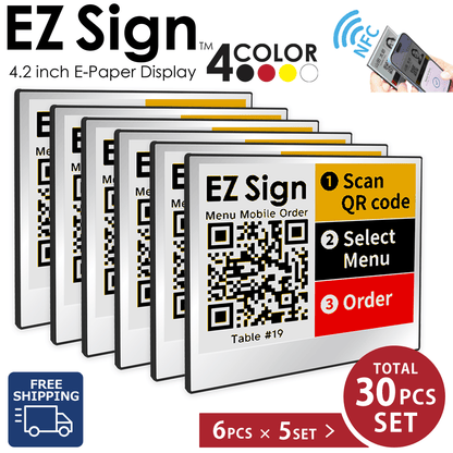 Santek EZ Sign® NFC E-Paper Display | 4-Color Display | 2.13" & 2.9" & 4.2" | IP65 Rated | No Battery Required