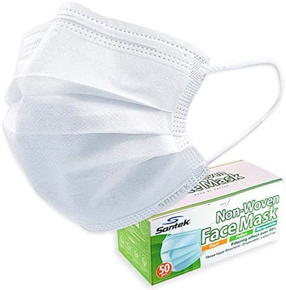 WHITE 3-Ply Non-Woven Disposable Mask