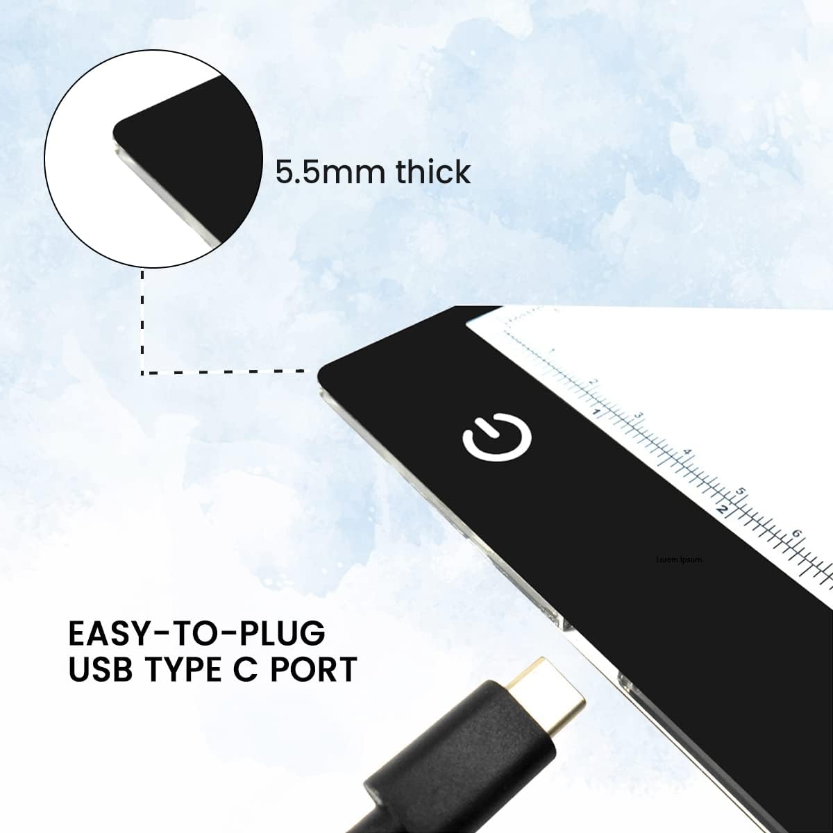 LED Light Tracer Board, Eye Friendly Light Box with USB-C Cable & 2 Magnets (A4/A3)