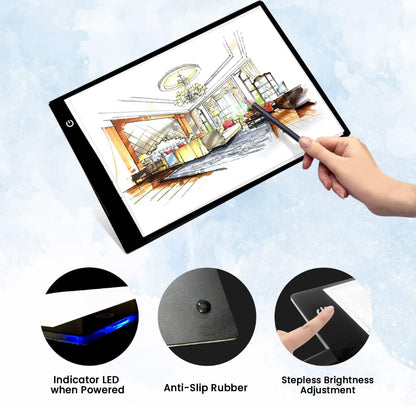 LED Light Tracer Board, Eye Friendly Light Box with USB-C Cable & 2 Magnets (A4/A3)