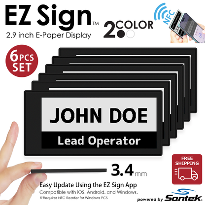Santek EZ Sign® NFC E-Paper Display | 2-Color Display | 2.9" & 4.2" | IP65 Rated | No Battery Required