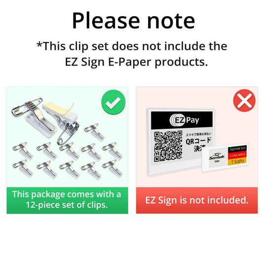 Santek EZ Sign NFC E-Paper Accessories, Clip 12pcs for Name Badge