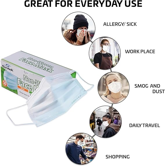 WHITE 3-Ply Non-Woven Disposable Mask