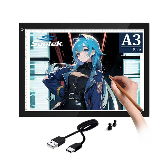 LED Light Tracer Board, Eye Friendly Light Box with USB-C Cable & 2 Magnets (A4/A3)