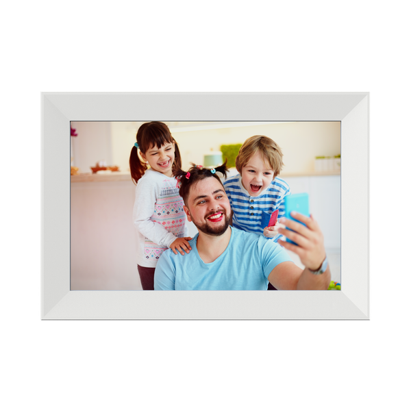 Photo Frame & Alarm Clock – Touch Panel Digital Clock with Multi-Functions (White & Black, 10.1")