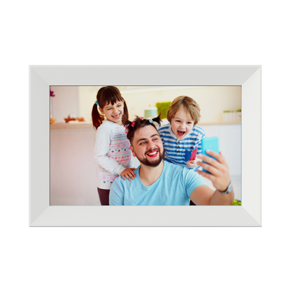 Photo Frame & Alarm Clock – Touch Panel Digital Clock with Multi-Functions (White & Black, 10.1")