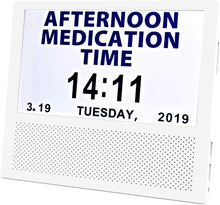 Load image into Gallery viewer, Digital Medicine Clock and Photo Frame Medication Reminders with 8 Alarm Options Calendar 7inch 1024x600 IPS Clear Display Large Letters
