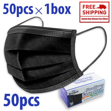 Load image into Gallery viewer, NEW BLACK 3-Ply Non-Woven Disposable Mask 50pcs
