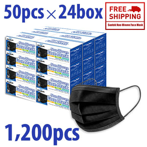 NEW BLACK 3-Ply Non-Woven Disposable Mask 1200pcs