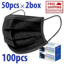 Load image into Gallery viewer, NEW BLACK 3-Ply Non-Woven Disposable Mask 100pcs
