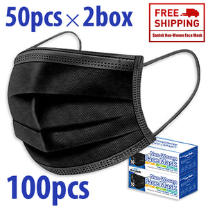 NEW BLACK 3-Ply Non-Woven Disposable Mask 100pcs