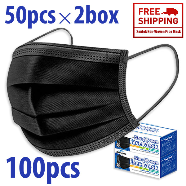 NEW BLACK 3-Ply Non-Woven Disposable Mask 100pcs