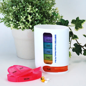 Weekly Pill Organizer,4-Times-A-Day Detachable Pill Case Large Compartments Medication Reminder Portable for Vitamins Fish Oil Compartments Supplements- Tower Style