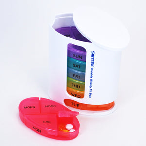 Discounted Bundle - Tower Style Weekly Pill Organizer + 3-in-1 Digital Clock, Photo Frame & Medication Reminders