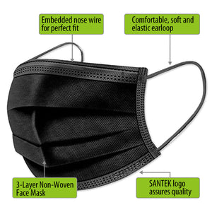 BLACK 3-Ply Non-Woven Disposable Mask