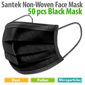 NEW BLACK 3-Ply Non-Woven Disposable Mask 50pcs